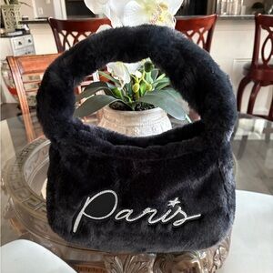 🖤🖤PARIS HILTON FOREVER FUR BLACK BAGUETTE/SHOULDER BLING BAG!🖤🖤